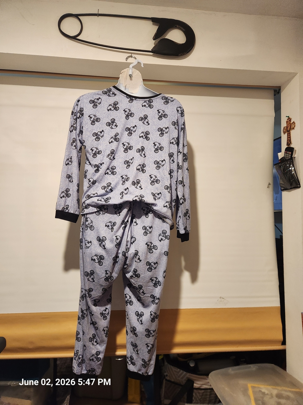 Women Disney Gray and Blue Mickey Mouse Pajama Set - Picture 4 of 5